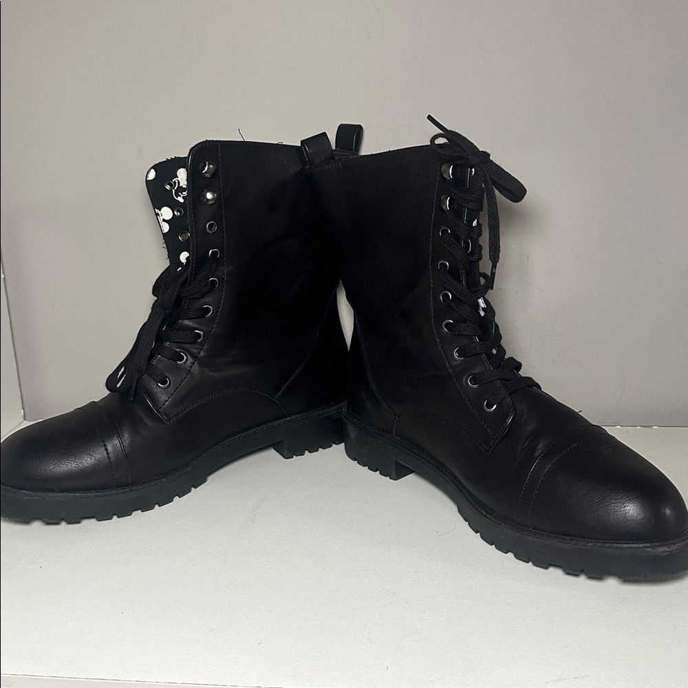 Disney embossed Black faux Leather Women's Boots size 12 wide - Picture 6 of 8
